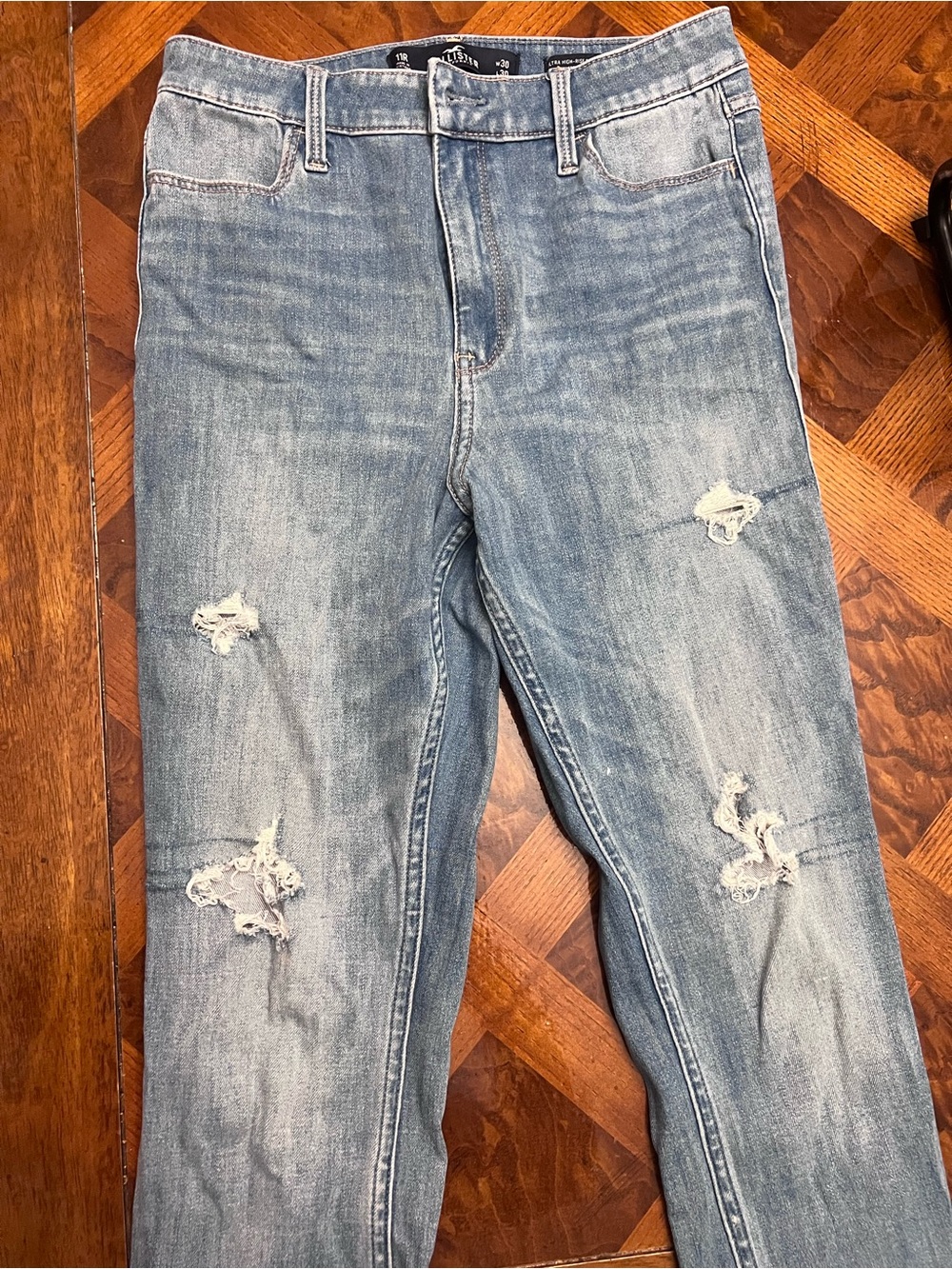 Hollister Light Blue Straight Ripped Jeans